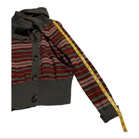 Eddie Bauer Women’s Large Gray and Red Cowl Neck Cardigan Sweater - Picture 6 of 6